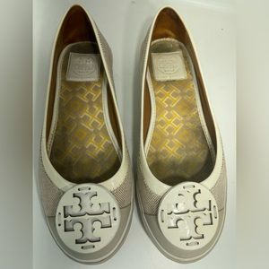 Tory Burch reva flats Linen Blend Womens Size 7 M